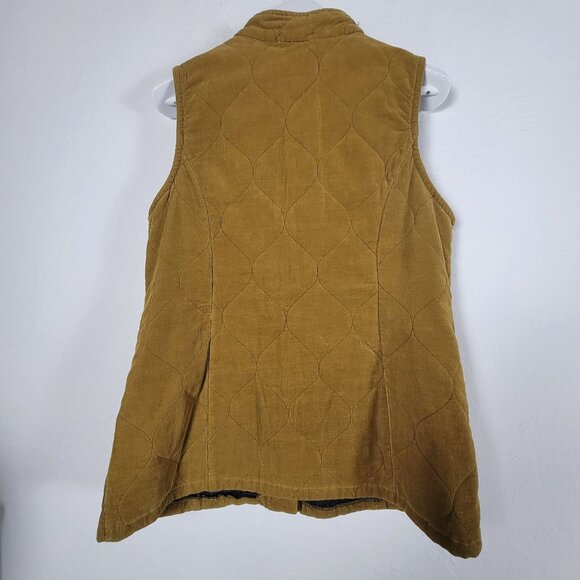 Habitat Womens Quilted Corduroy Vest Size Large Tan Cotton Button Front Pockets - Picture 2 of 9
